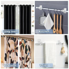 No Drill Curtain Rod Bracket Set Self Adhesive Adjustable Rod Hooks