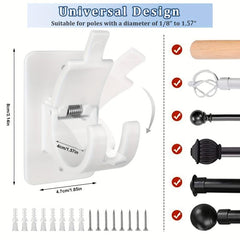 No Drill Curtain Rod Bracket Set Self Adhesive Adjustable Rod Hooks