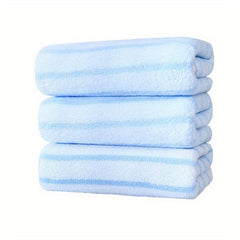 Striped Pattern Hand Towel Coral Fleece Soft Skin-friendly Absorbent