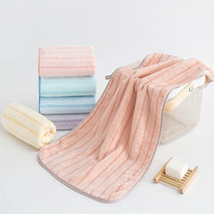 Striped Pattern Hand Towel Coral Fleece Soft Skin-friendly Absorbent