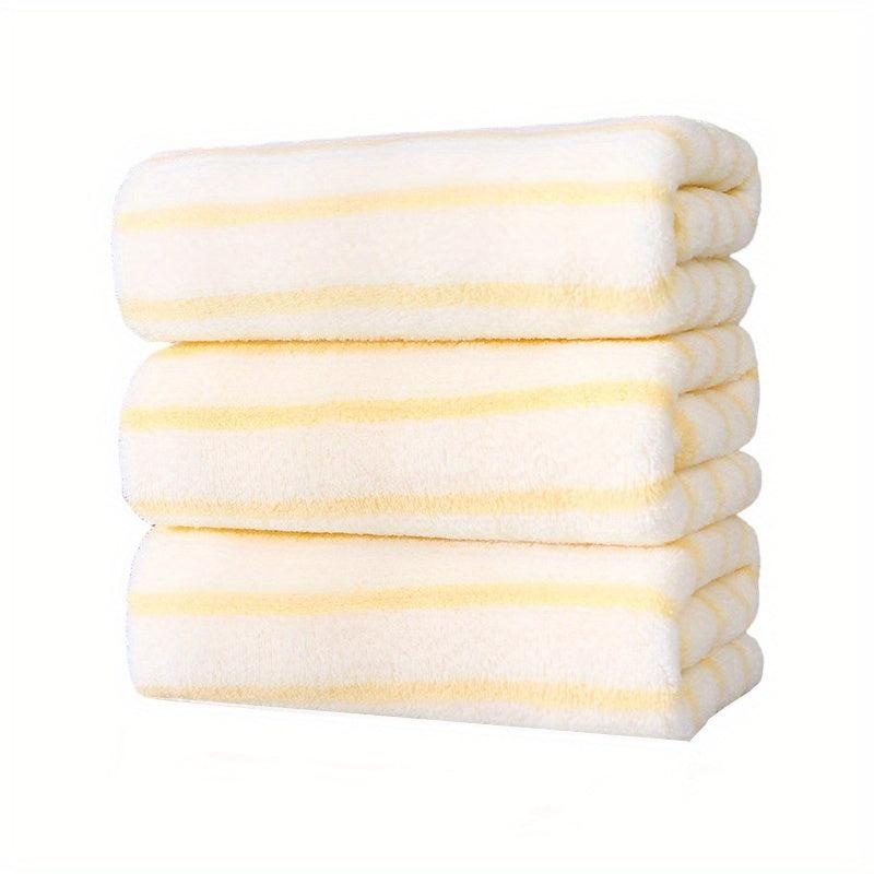 Striped Pattern Hand Towel Coral Fleece Soft Skin-friendly Absorbent