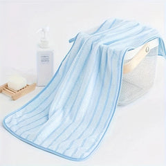 Striped Pattern Hand Towel Coral Fleece Soft Skin-friendly Absorbent