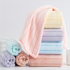 Striped Pattern Hand Towel Coral Fleece Soft Skin-friendly Absorbent