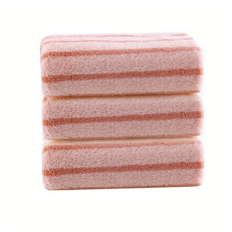 Striped Pattern Hand Towel Coral Fleece Soft Skin-friendly Absorbent
