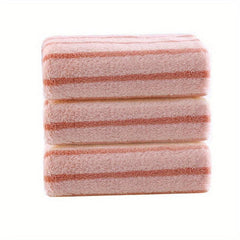 Striped Pattern Hand Towel Coral Fleece Soft Skin-friendly Absorbent
