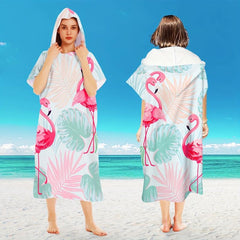 Flamingo Pattern Hooded Beach Towel - Stay Stylish This Summer!