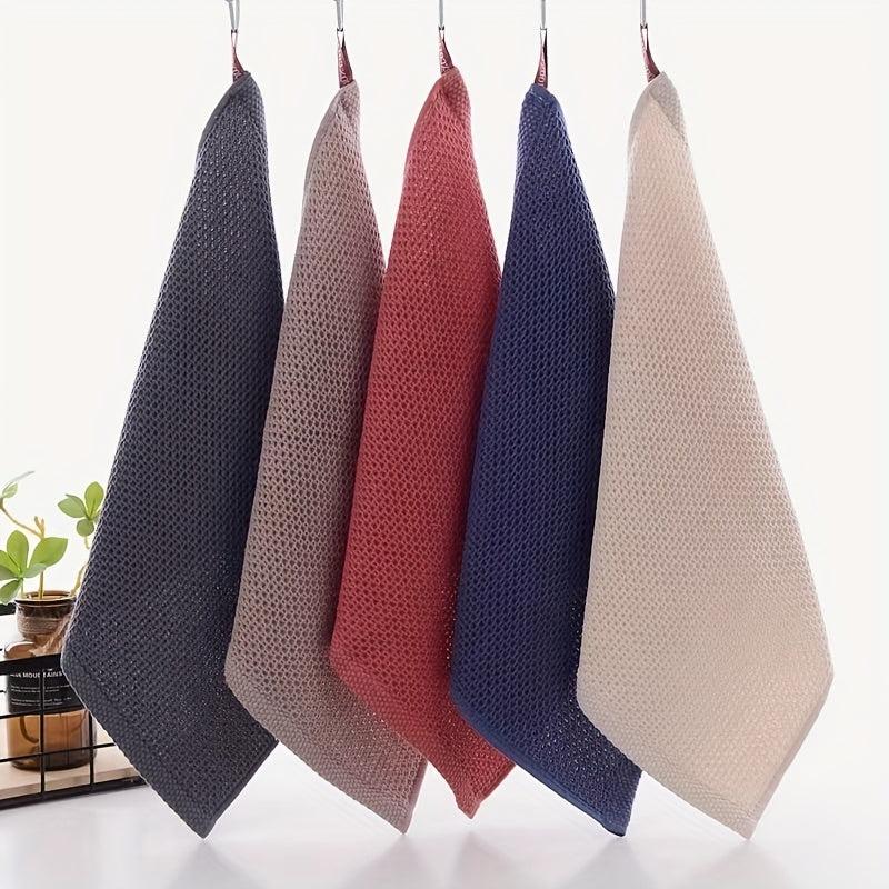 5pcs Cotton Dish Cloths Waffle Checkered Washcloth Face Towel 33.02cm