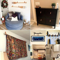 3pcs Faux Leather Curtain Rod Holder Bracket Wall Hook
