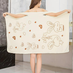 Women's Cartoon Rabbit Coral Velvet Bath Skirt