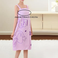 Women's Cartoon Rabbit Coral Velvet Bath Skirt