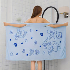 Women's Cartoon Rabbit Coral Velvet Bath Skirt