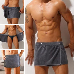 Men's Bath Wrap Towel Microfiber Adjustable Shower Robes & Spa Towel