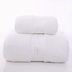 2pcs Thick Cotton Towel Set - Absorbent Bath & Hand Towel - Bathroom Shower Gift