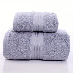 2pcs Thick Cotton Towel Set - Absorbent Bath & Hand Towel - Bathroom Shower Gift