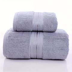 2pcs Thick Cotton Towel Set - Absorbent Bath & Hand Towel - Bathroom Shower Gift