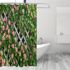 Flowers On The Fence Shower Curtain - Waterproof and Mildew Proof