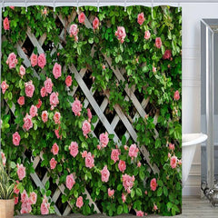 Flowers On The Fence Shower Curtain - Waterproof and Mildew Proof