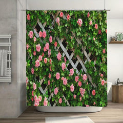 Flowers On The Fence Shower Curtain - Waterproof and Mildew Proof
