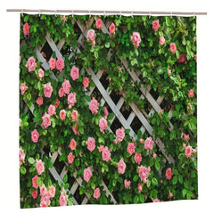 Flowers On The Fence Shower Curtain - Waterproof and Mildew Proof