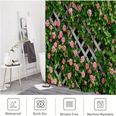 Flowers On The Fence Shower Curtain - Waterproof and Mildew Proof