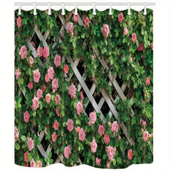 Flowers On The Fence Shower Curtain - Waterproof and Mildew Proof