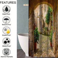 Stone Village Shower Curtain Landscape Shower Curtain