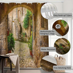 Stone Village Shower Curtain Landscape Shower Curtain