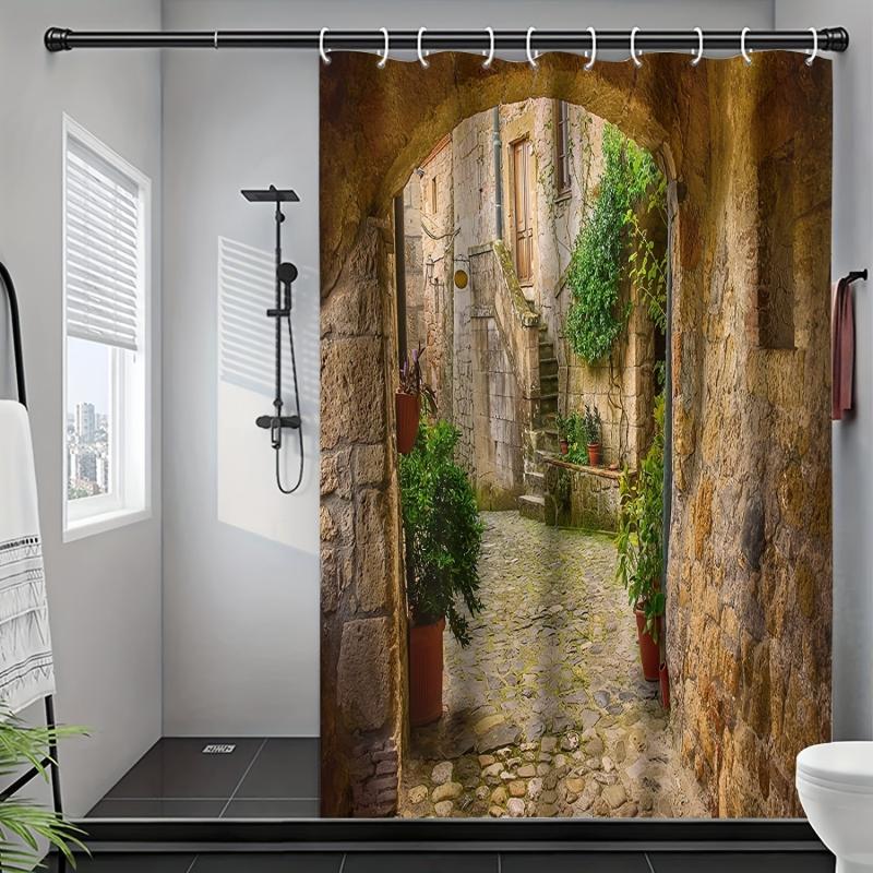 Stone Village Shower Curtain Landscape Shower Curtain