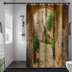 Stone Village Shower Curtain Landscape Shower Curtain