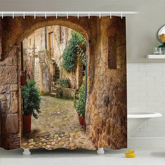Stone Village Shower Curtain Landscape Shower Curtain