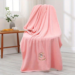 Moon Rabbit Embroidered Large Bath Towel - Soft & Absorbent Oversized
