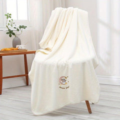 Moon Rabbit Embroidered Large Bath Towel - Soft & Absorbent Oversized