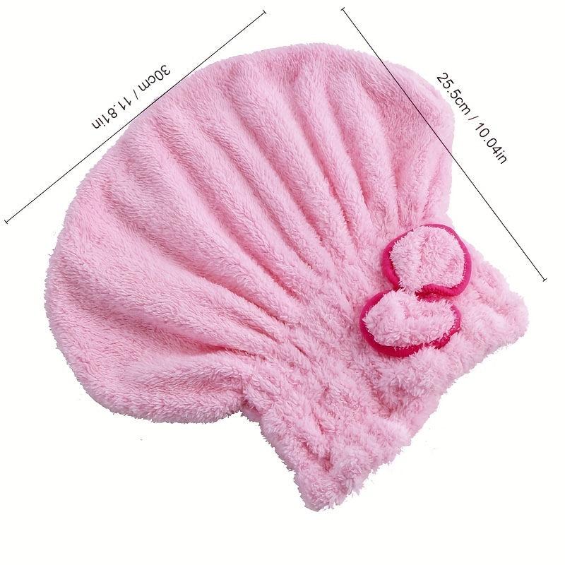 Soft Hair Drying Cap Bowknot Hair Towel Absorbent Quick drying Shower Cap