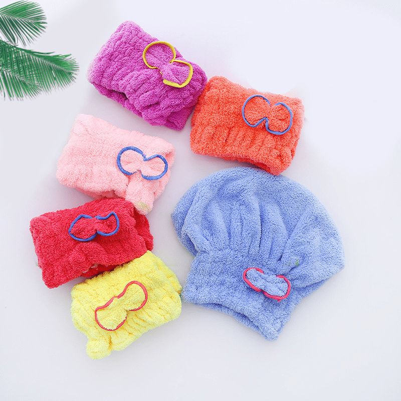Soft Hair Drying Cap Bowknot Hair Towel Absorbent Quick drying Shower Cap