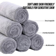 6pcs Plain Hand Towels Set Quick Drying Microfiber Coral Velvet Face Towel