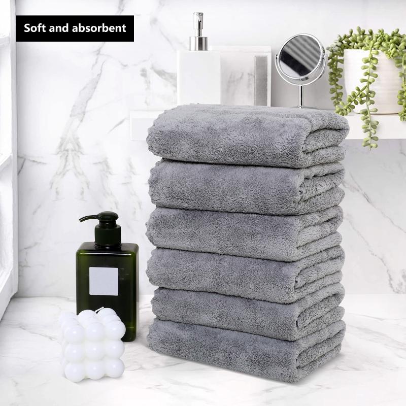 6pcs Plain Hand Towels Set Quick Drying Microfiber Coral Velvet Face Towel