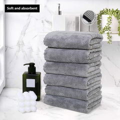 6pcs Plain Hand Towels Set Quick Drying Microfiber Coral Velvet Face Towel