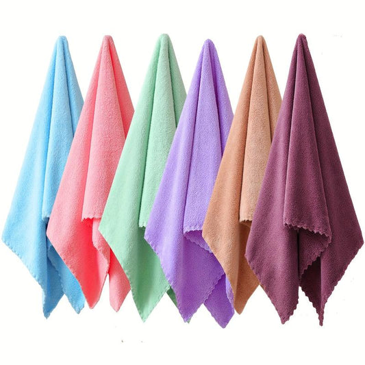 6pcs Plain Hand Towels Set Quick Drying Microfiber Coral Velvet Face Towel