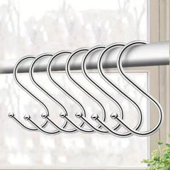 10pcs S-shaped Steel Shower Curtain Hook Bathroom Closet Accessories