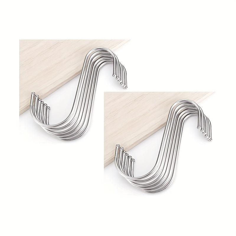 10pcs S-shaped Steel Shower Curtain Hook Bathroom Closet Accessories