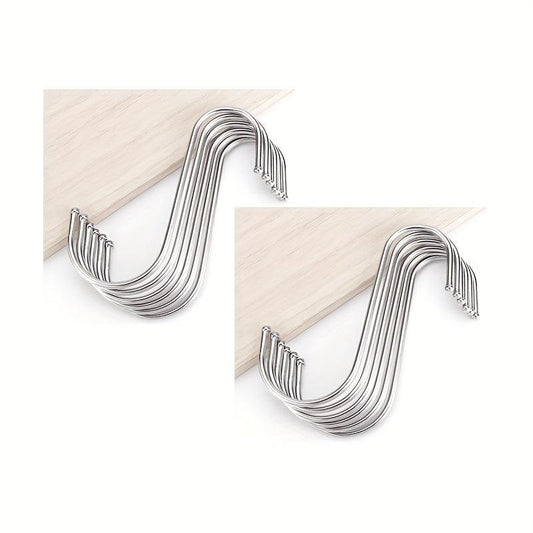 10pcs S-shaped Steel Shower Curtain Hook Bathroom Closet Accessories