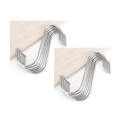 10pcs S-shaped Steel Shower Curtain Hook Bathroom Closet Accessories