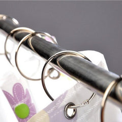 12pcs Stainless Steel Shower Curtain Rings Bathroom Hanging Large Round Hooks