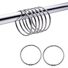 12pcs Stainless Steel Shower Curtain Rings Bathroom Hanging Large Round Hooks