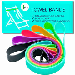 3pcs Silicone Towel Bands for Beach Chair - Windproof Beach Towel Clip