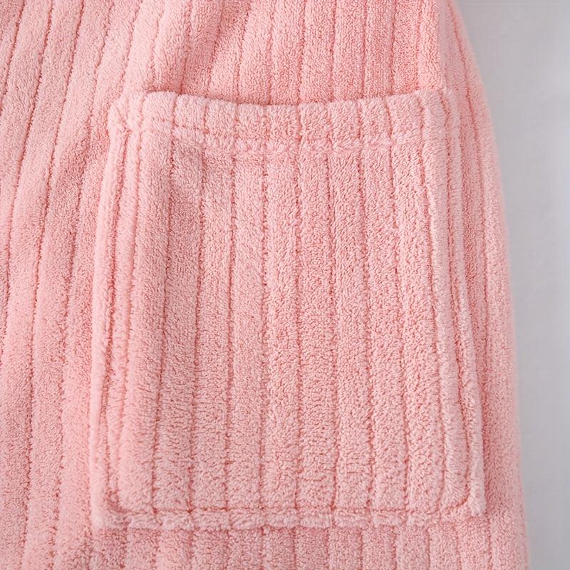 Unisex Coral Fleece Hooded Bathrobe Soft Pajamas Loungewear