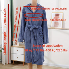 Unisex Coral Fleece Hooded Bathrobe Soft Pajamas Loungewear