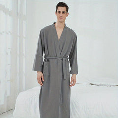 Soft Absorbent Waffle Bathrobe for Couples - Home Hotel Spa Sauna Pajamas