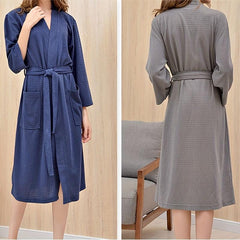 Soft Absorbent Waffle Bathrobe for Couples - Home Hotel Spa Sauna Pajamas
