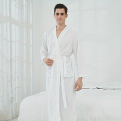 Soft Absorbent Waffle Bathrobe for Couples - Home Hotel Spa Sauna Pajamas